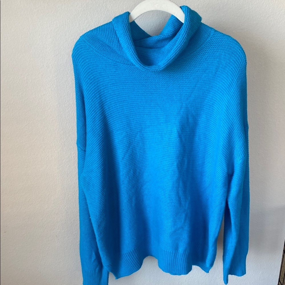 Blue Cowl Neck Sweater